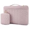 BAGSMART 15-15.6 Inch Laptop Case Sleeve for Women, Puffy Shockproof Laptop Bag with Accessories Pouch and Handle, Lightweight Computer Case Compatible with Dell, HP, MacBook Air/Pro, Rich Black(With Accessories-Pink)