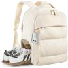 BAGSMART 30L Travel Backpack for Women, Carry on Backpack for Airplanes, Gym Backpack with Shoe Compartment, Lightweight Travel Bag Fits 15.6 Inch, Water-Resistant, Black(Beige)