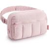 BAGSMART Fanny Packs for Women Cross Body, Quilted Puffy Belt Bag with Pockets, Fashion Waist Packs for Traveling Hiking Camel(Pink)