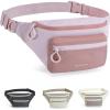 BAGSMART Fanny Packs for Women Men Crossbody Waist Bag with Adjustable Strap Belt Bag for Running Sport Travel Hiking, Pink(Pink)