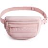 BAGSMART Fanny Packs for Women Two Way Zipper Belt Bag with Adjustable Strap, Puffy Fashion Waist Packs for Traveling Workout, Pink(Baby Pink)