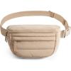 BAGSMART Fanny Packs for Women Two Way Zipper Belt Bag with Adjustable Strap, Puffy Fashion Waist Packs for Traveling Workout, Pink(Brown)