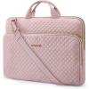 BAGSMART Laptop Sleeve 15.6 Inch, Lightweight Laptop Bag Compatible with MacBook Pro 16 Inch,15.6 Inch HP,Dell,Acer Aspire,Asus Notebook, Protective Case with Shoulder Strap,Pocket,Handle, Gray(Pink-Shoulder Strap)