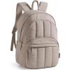 BAGSMART Travel Laptop Backpack, College Backpack for Women, Quilted Small Computer Bookbag, Water-Resistant 15.6 Inch Laptop Casual Bag, Beige(03-camel)
