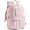BAGSMART Travel Laptop Backpack, College Backpack for Women, Quilted Small Computer Bookbag, Water-Resistant 15.6 Inch Laptop Casual Bag, Beige(05-soft Pink)