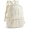 BAGSMART Travel Laptop Backpack, College Backpack for Women, Quilted Small Computer Bookbag, Water-Resistant 15.6 Inch Laptop Casual Bag, Beige(07-beige)