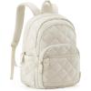 BAGSMART Travel Laptop Backpack, College Backpack for Women, Quilted Small Computer Bookbag, Water-Resistant 15.6 Inch Laptop Casual Bag, Beige(08-beige)