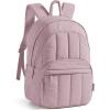 BAGSMART Travel Laptop Backpack, College Backpack for Women, Quilted Small Computer Bookbag, Water-Resistant 15.6 Inch Laptop Casual Bag, Beige(09-rose Purple)