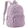 BAGSMART Travel Laptop Backpack, College Backpack for Women, Quilted Small Computer Bookbag, Water-Resistant 15.6 Inch Laptop Casual Bag, Beige(10-rose Purple)