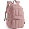 BAGSMART Travel Laptop Backpack, College Backpack for Women, Quilted Small Computer Bookbag, Water-Resistant 15.6 Inch Laptop Casual Bag, Beige(11-dark Pink)