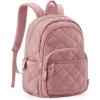 BAGSMART Travel Laptop Backpack, College Backpack for Women, Quilted Small Computer Bookbag, Water-Resistant 15.6 Inch Laptop Casual Bag, Beige(12-dark Pink)