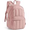 BAGSMART Travel Laptop Backpack, College Backpack for Women, Quilted Small Computer Bookbag, Water-Resistant 15.6 Inch Laptop Casual Bag, Beige(13-pink)