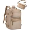 BAGSMART Womens Backpack Carry On Flight Approved, Travel Backpack for Women with Waist Bag,Traveling Lightweight Weekender Casual Daypack 17.3″ Laptop Work Back pack Personal Item Bag,Champagne(Champagne)
