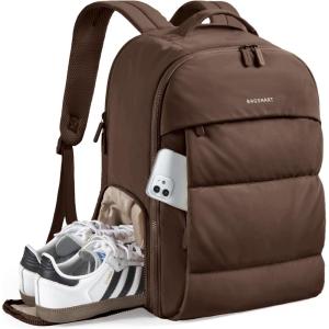 BAGSMART 30L Travel Backpack for Women, Carry on Backpack for Airplanes, Gym Backpack with Shoe Compartment, Lightweight Travel Bag Fits 15.6 Inch, Water-Resistant, Black(Chocolate)