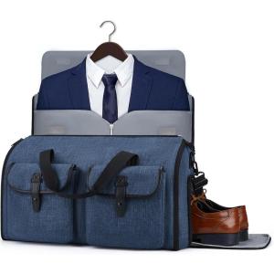 BAGSMART Garment Bags for Travel, Convertible Garment Duffle Bag Suit Bags for Men Women, 2 in 1 Garment Bags for Hanging Clothes, Carry On Duffle Bag with Shoe Compartment, Blue(Blue)