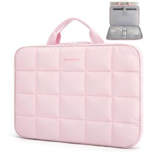 BAGSMART Laptop Case with Handle, Puffy Laptop Sleeve Bag for Women, MacBook Case for Dell, HP, Lenovo, MacBook Air/Pro, 15-15.6 inch, Pink(Pink)