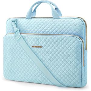 BAGSMART Laptop Sleeve 15.6 Inch, Lightweight Laptop Bag Compatible with MacBook Pro 16 Inch,15.6 Inch HP,Dell,Acer Aspire,Asus Notebook, Protective Case with Shoulder Strap,Pocket,Handle, Gray(Blue-Shoulder Strap)