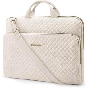 BAGSMART Laptop Sleeve 15.6 Inch, Lightweight Laptop Bag Compatible with MacBook Pro 16 Inch,15.6 Inch HP,Dell,Acer Aspire,Asus Notebook, Protective Case with Shoulder Strap,Pocket,Handle, Gray(Beige-Shoulder Strap)