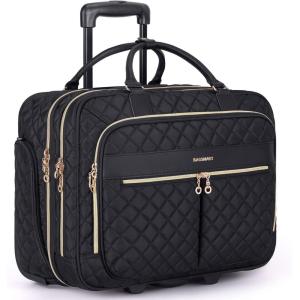 BAGSMART Rolling Laptop Bag Women, Rolling Briefcase for Women, 17.3 Inch Laptop Bag with Wheels Computer Bag Laptop Case for Work Travel Business(Black)