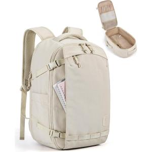 BAGSMART Travel Backpack Women, 15.6 Inch Carry On Backpack Flight Approved, TSA Approved Personal Item Travel Bag, Water Resistant Weekender Bag Luggage Daypack, Beige(Beige)
