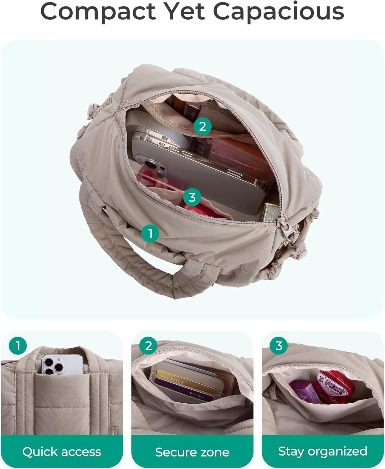 image:imageBAGSMART Reiki Gym Bag for Women Medium Yoga Mat Crossbody Bag with Wet amp Dry Pocket Quilted Gym Shoulder Bag for Weekend Lavender Gray5LBaby Pink
