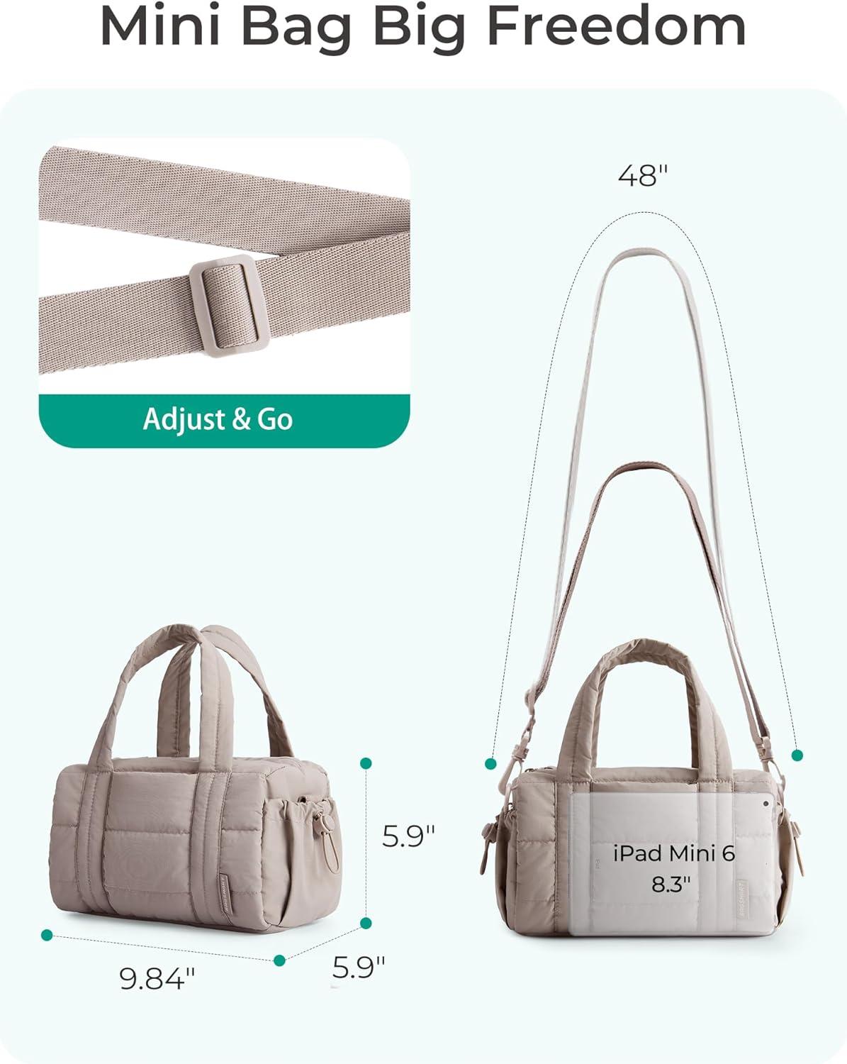 image:imageBAGSMART Reiki Gym Bag for Women Medium Yoga Mat Crossbody Bag with Wet amp Dry Pocket Quilted Gym Shoulder Bag for Weekend Lavender Gray5LLatte Brown