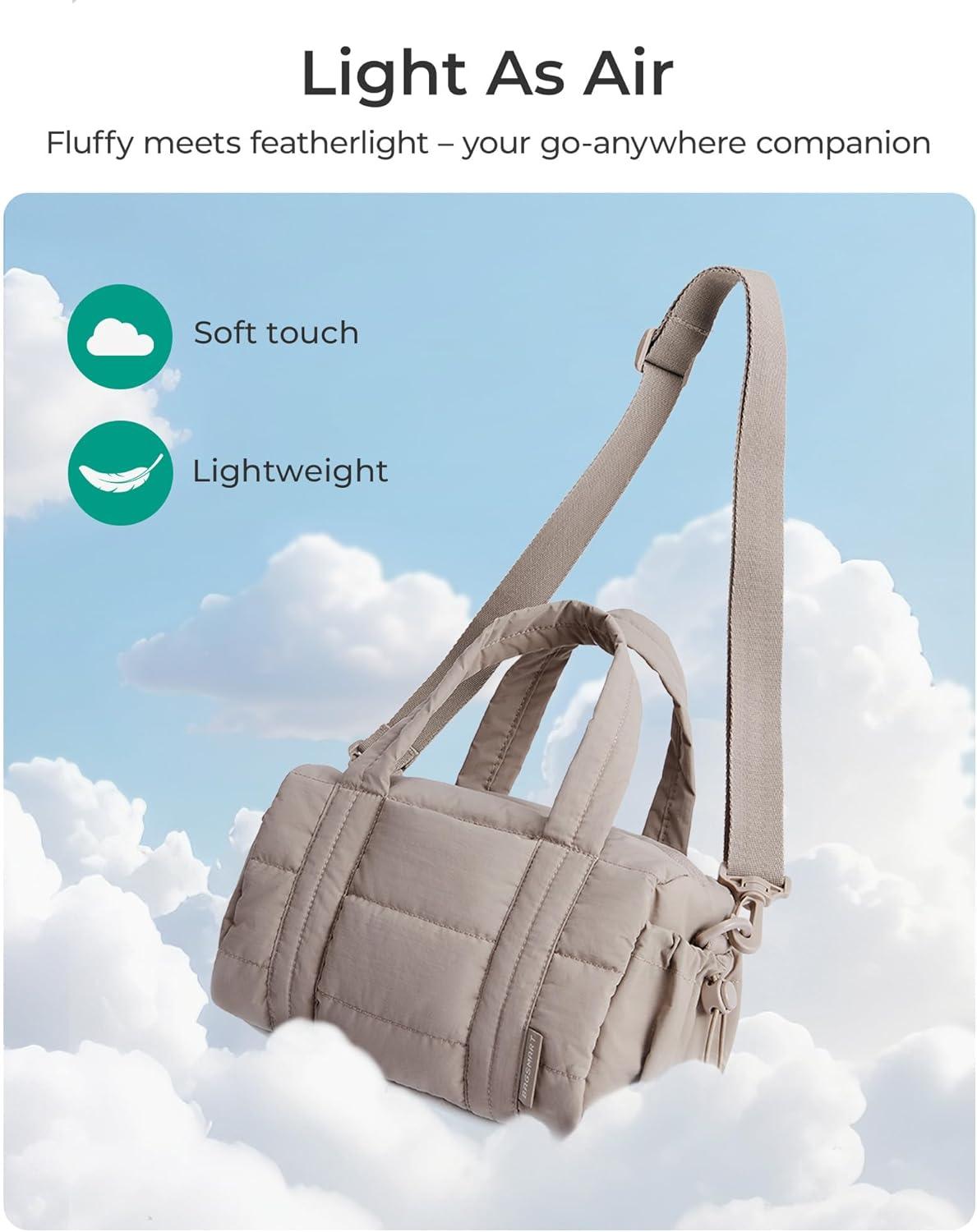 image:imageBAGSMART Reiki Gym Bag for Women Medium Yoga Mat Crossbody Bag with Wet amp Dry Pocket Quilted Gym Shoulder Bag for Weekend Lavender Gray5LLatte Brown