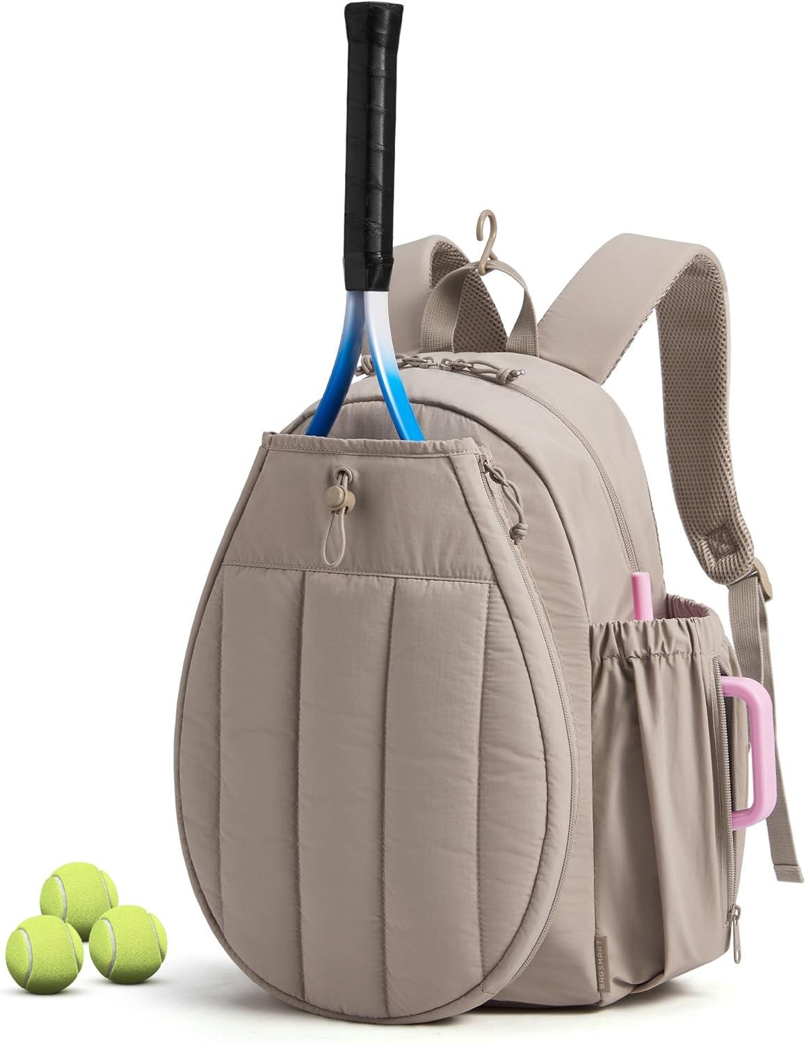 image:imageBAGSMART Tennis Gym Bag for Women Tennis Bag Holds 2 Rackets with Shoe Compartment amp Wet Pocket Sports Duffle Bags fits up to 156 Laptop Women Overnight Weekend BagHSand Brown