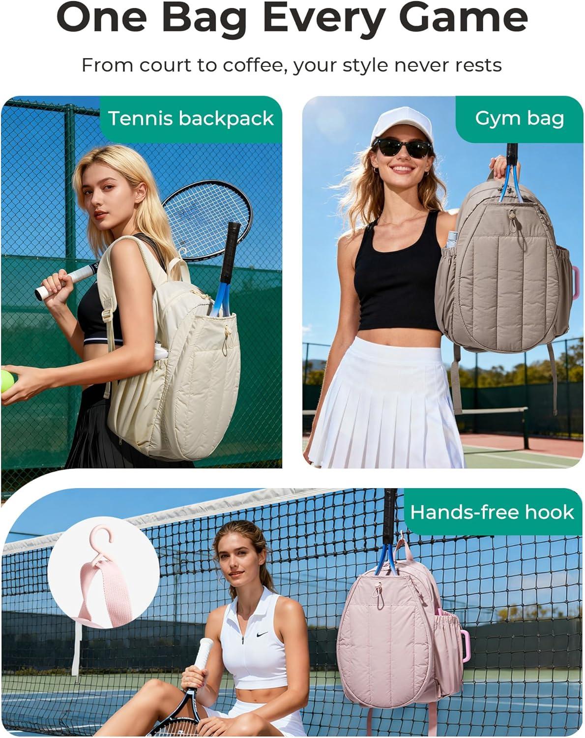image:imageBAGSMART Tennis Gym Bag for Women Tennis Bag Holds 2 Rackets with Shoe Compartment amp Wet Pocket Sports Duffle Bags fits up to 156 Laptop Women Overnight Weekend BagEJet Black