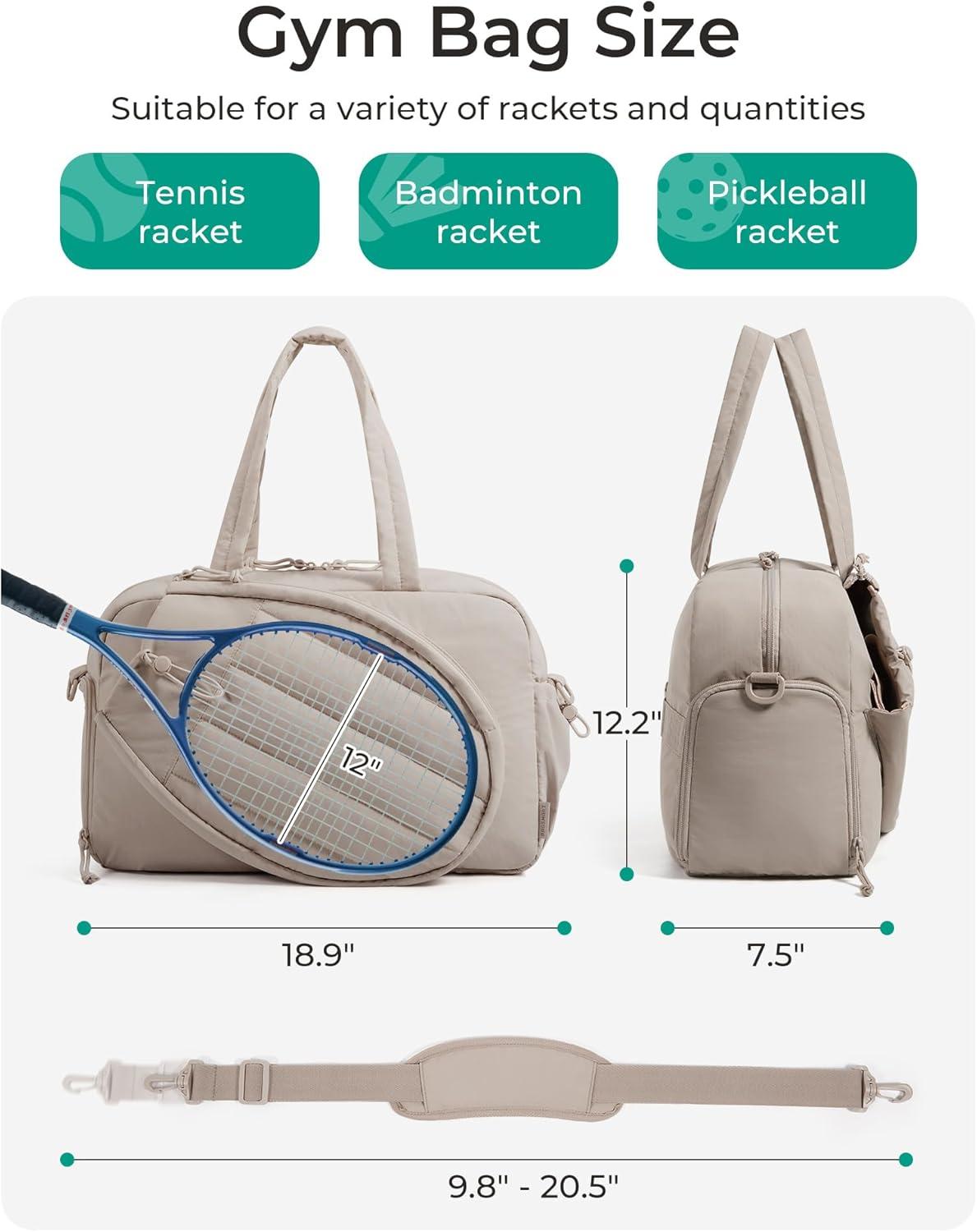 image:imageBAGSMART Tennis Gym Bag for Women Tennis Bag Holds 2 Rackets with Shoe Compartment amp Wet Pocket Sports Duffle Bags fits up to 156 Laptop Women Overnight Weekend BagABlack