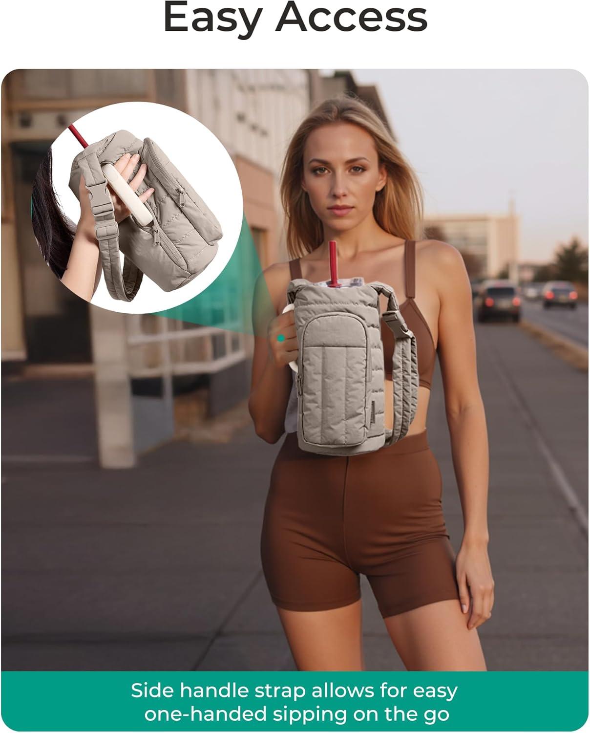 image:imageBAGSMART Water Bottle Holder Bag with Strap 4032 oz Crossbody Bag Gym Accessories Sling Purses for WomenDark Pink