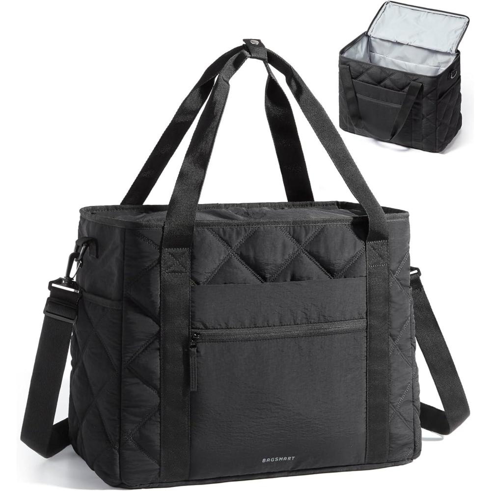 image:imageBAGSMART 38L Travel Duffle Bag Weekender Overnight Hospital Bag for Women Labor Delivery CarryOn Personal Item Large ToteBlack