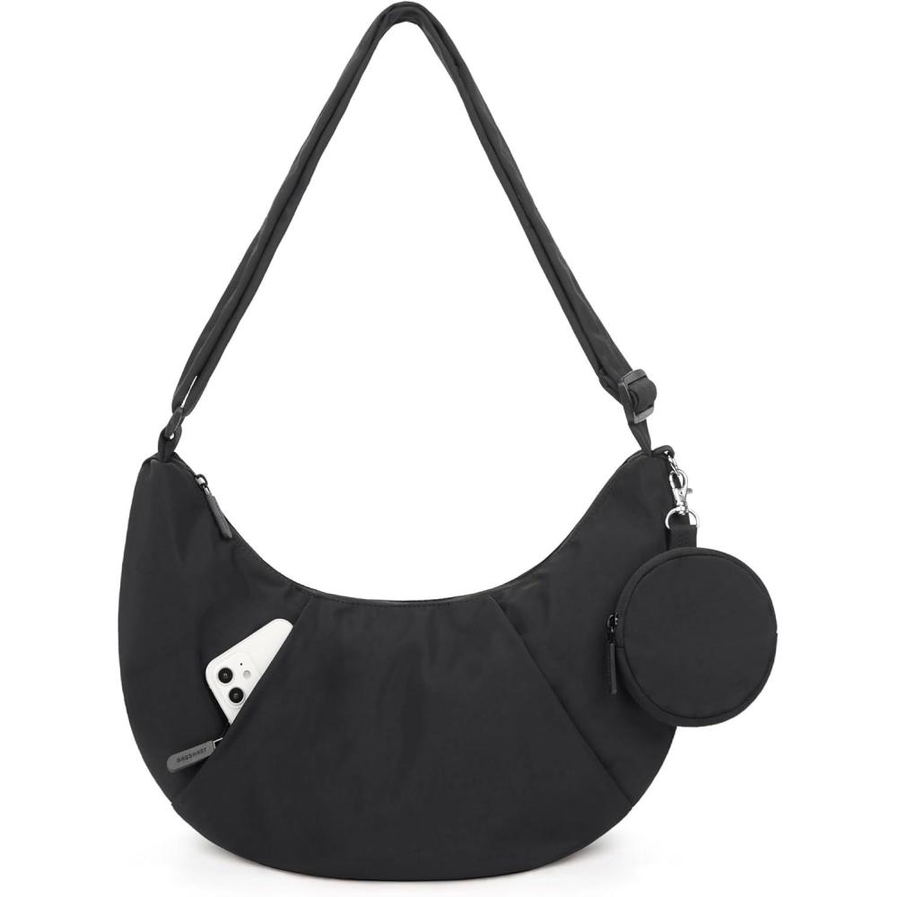 image:imageBAGSMART Puffy Water Bottle Crossbody Bags for Women Small Cross body Purse With Bottle Holder Hobo Handbag for Travel45lblack