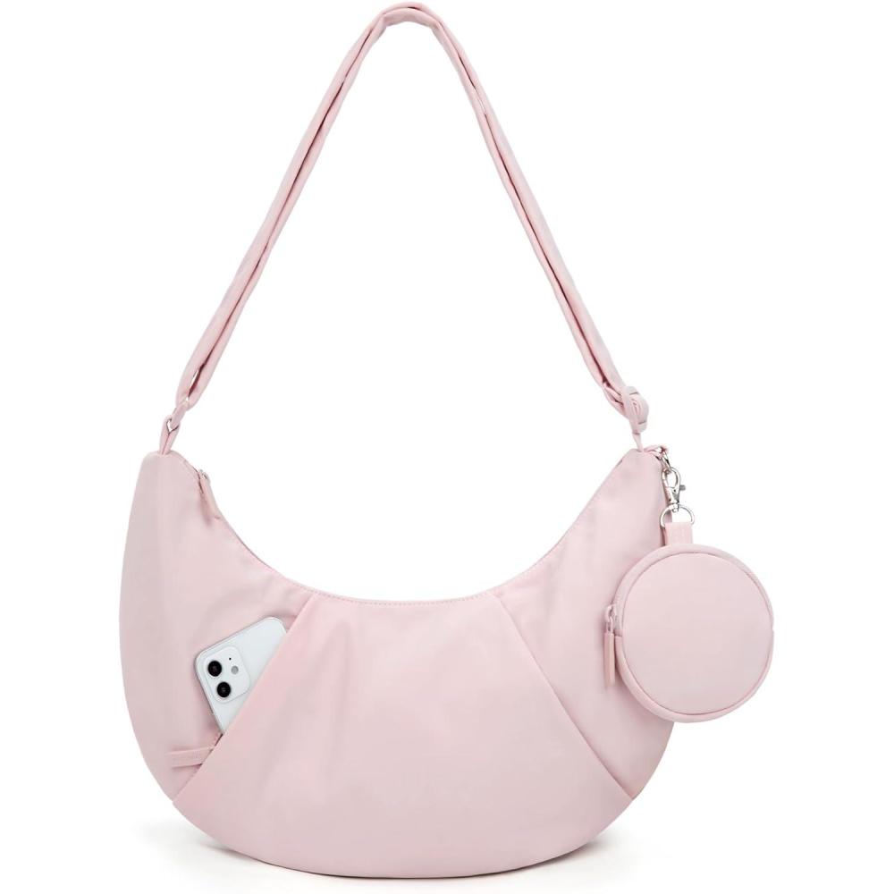 image:imageBAGSMART Puffy Water Bottle Crossbody Bags for Women Small Cross body Purse With Bottle Holder Hobo Handbag for Travel45lpink