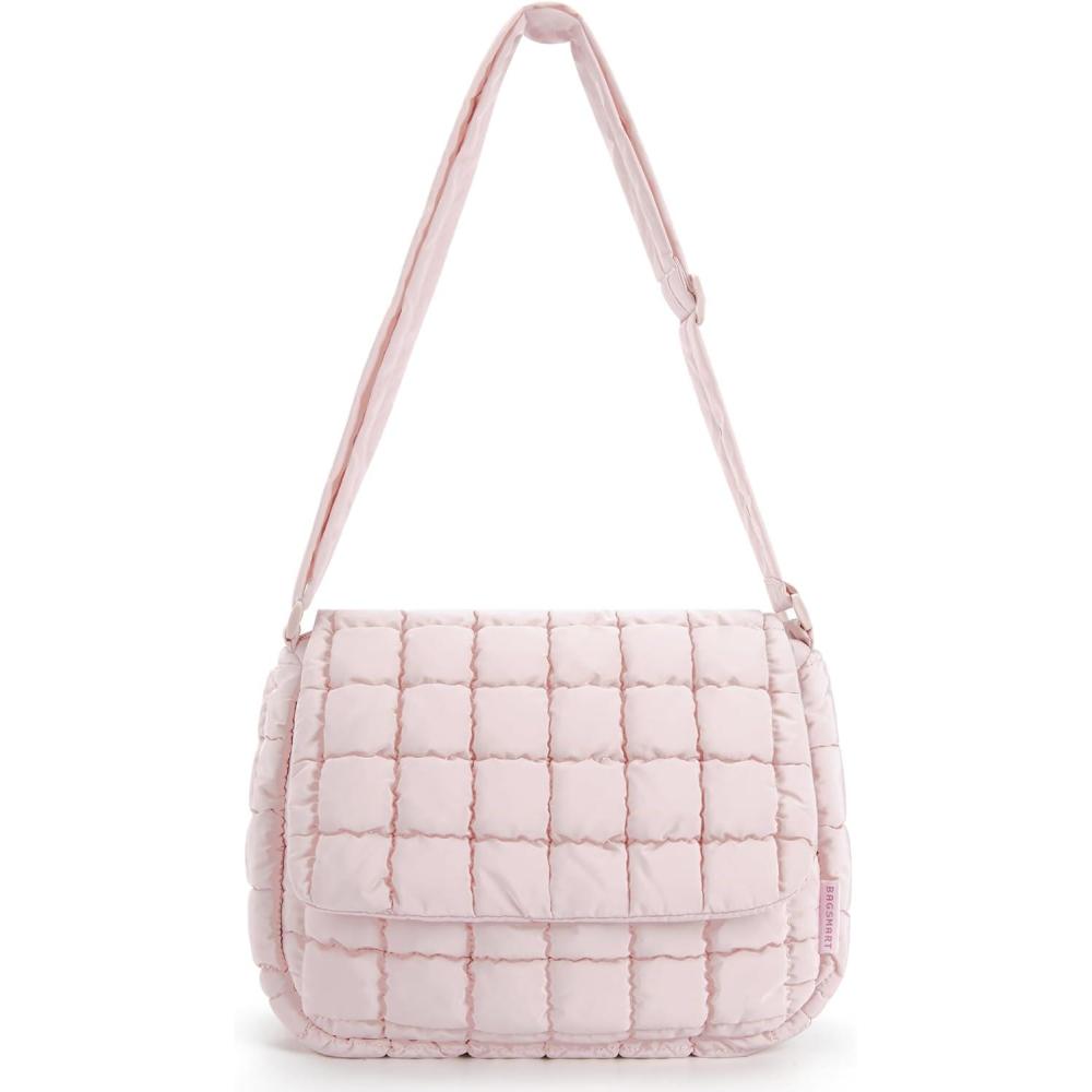 image:imageBAGSMART Puffy Water Bottle Crossbody Bags for Women Small Cross body Purse With Bottle Holder Hobo Handbag for Travel6lpink