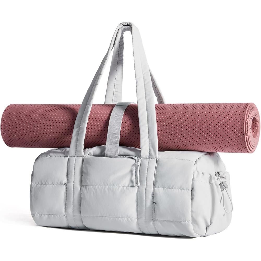 image:imageBAGSMART Reiki Gym Bag for Women Medium Yoga Mat Crossbody Bag with Wet amp Dry Pocket Quilted Gym Shoulder Bag for Weekend Lavender Gray15LLavender Gray