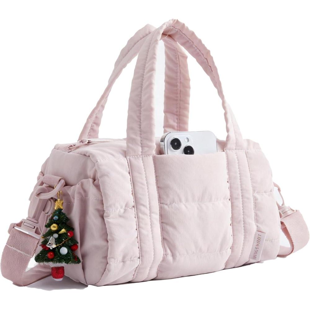 image:imageBAGSMART Reiki Gym Bag for Women Medium Yoga Mat Crossbody Bag with Wet amp Dry Pocket Quilted Gym Shoulder Bag for Weekend Lavender Gray5LBaby Pink