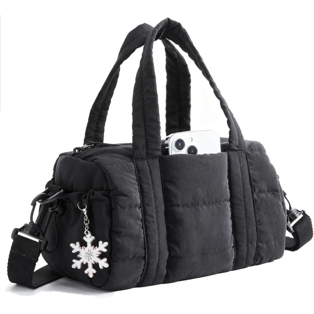 image:imageBAGSMART Reiki Gym Bag for Women Medium Yoga Mat Crossbody Bag with Wet amp Dry Pocket Quilted Gym Shoulder Bag for Weekend Lavender Gray5LJet Black