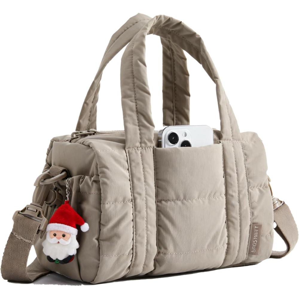 image:imageBAGSMART Reiki Gym Bag for Women Medium Yoga Mat Crossbody Bag with Wet amp Dry Pocket Quilted Gym Shoulder Bag for Weekend Lavender Gray5LLatte Brown