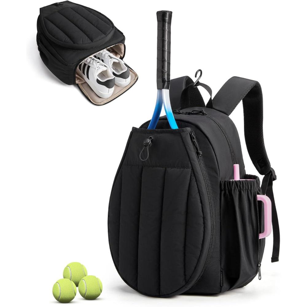 image:imageBAGSMART Tennis Gym Bag for Women Tennis Bag Holds 2 Rackets with Shoe Compartment amp Wet Pocket Sports Duffle Bags fits up to 156 Laptop Women Overnight Weekend BagEJet Black