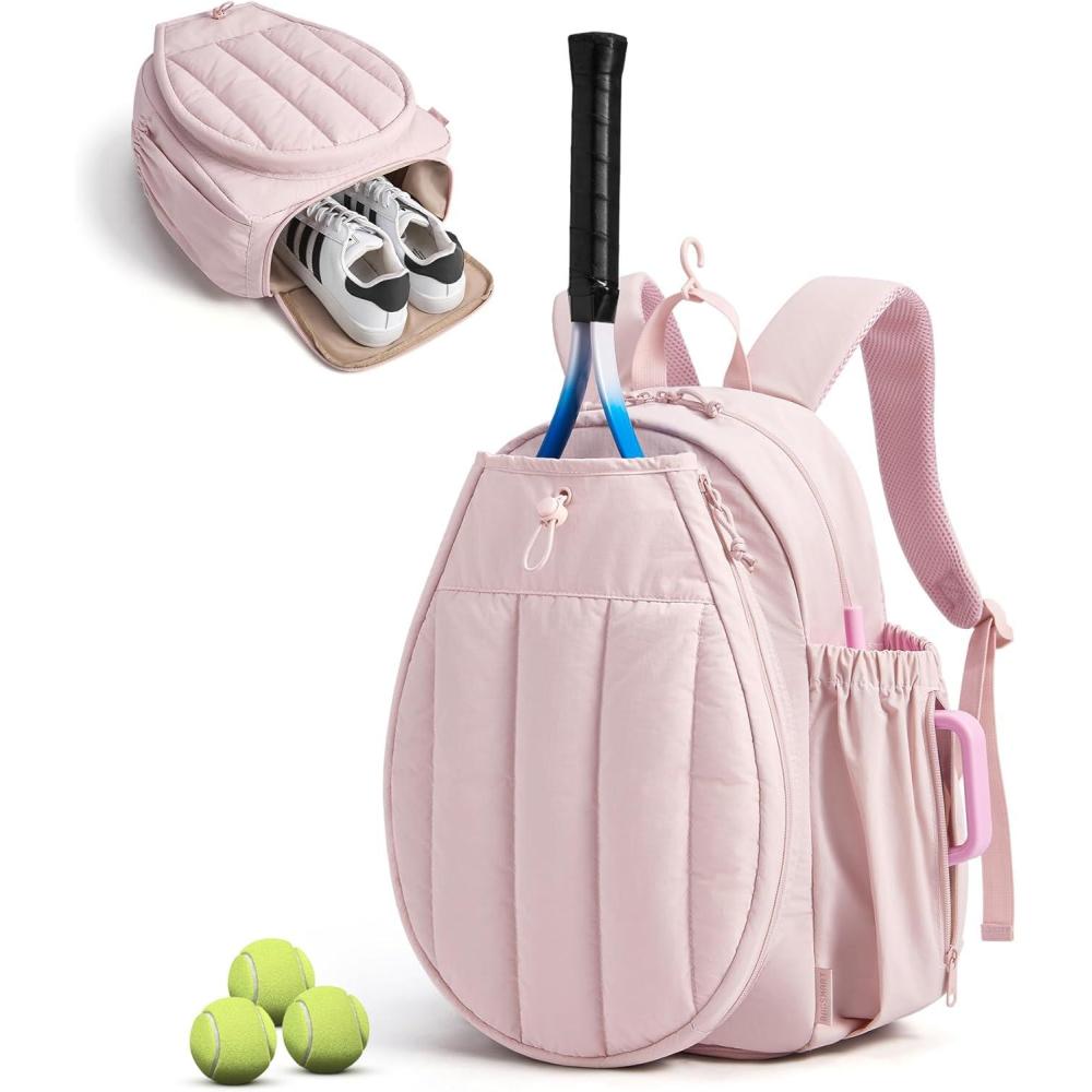 image:imageBAGSMART Tennis Gym Bag for Women Tennis Bag Holds 2 Rackets with Shoe Compartment amp Wet Pocket Sports Duffle Bags fits up to 156 Laptop Women Overnight Weekend BagFCandy Pink