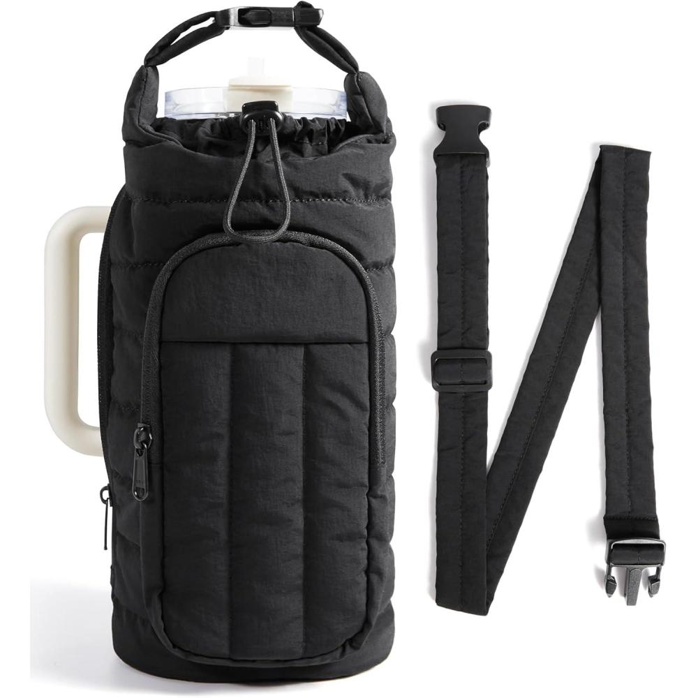 image:imageBAGSMART Water Bottle Holder Bag with Strap 4032 oz Crossbody Bag Gym Accessories Sling Purses for WomenBlack