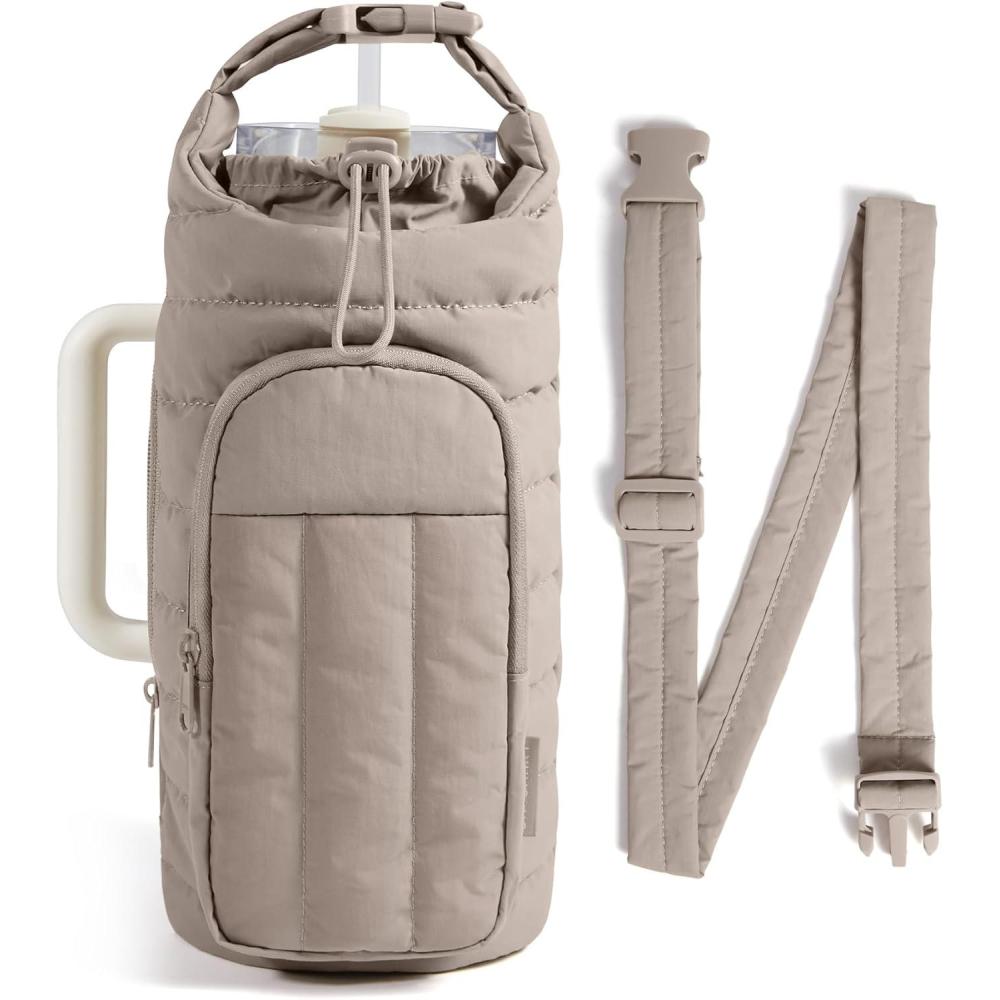 image:imageBAGSMART Water Bottle Holder Bag with Strap 4032 oz Crossbody Bag Gym Accessories Sling Purses for WomenCamel