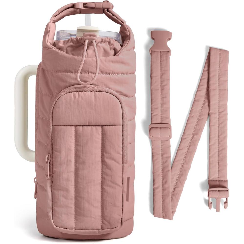 image:imageBAGSMART Water Bottle Holder Bag with Strap 4032 oz Crossbody Bag Gym Accessories Sling Purses for WomenDark Pink