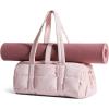 BAGSMART Reiki Gym Bag for Women, Medium Yoga Mat Crossbody Bag with Wet & Dry Pocket, Quilted Gym Shoulder Bag for Weekend, Lavender Gray(15L-Candy Pink)