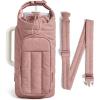 BAGSMART Water Bottle Holder Bag with Strap, 40/32 oz Crossbody Bag Gym Accessories, Sling Purses for Women(Dark Pink)