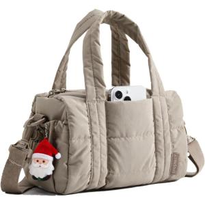 BAGSMART Reiki Gym Bag for Women, Medium Yoga Mat Crossbody Bag with Wet & Dry Pocket, Quilted Gym Shoulder Bag for Weekend, Lavender Gray(5L-Latte Brown)