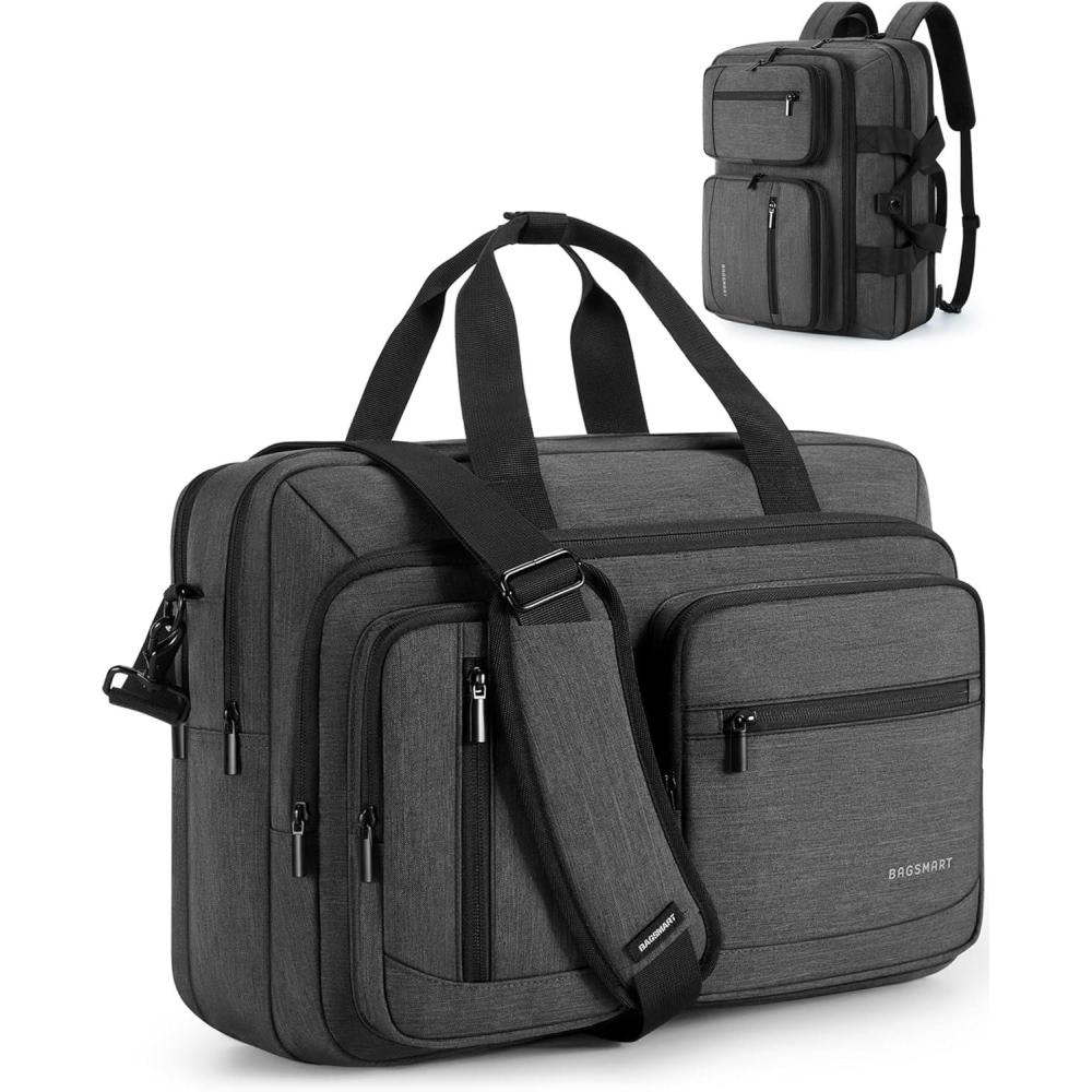 image:imageBAGSMART 3 In 1 Laptop Bag for Men Computer Briefcase 173 Inch Laptop WaterRepellent Shoulder Bag Computer Bag Business Travel Office BlackBlack