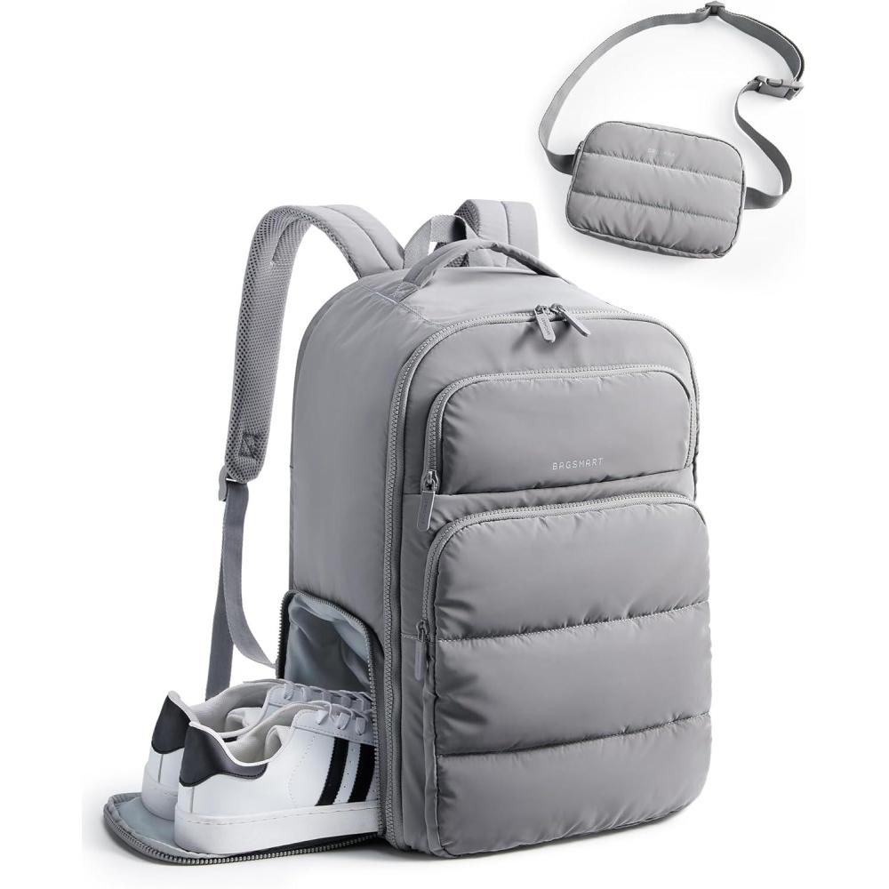 image:imageBAGSMART 35L Travel Backpack Women 173 Inch Carry On Backpack Flight Approved Personal Item Backpack Travel Bag Water Resistant Casual Daypack BlackGrey