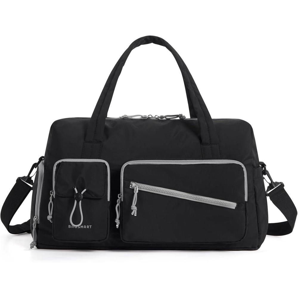 image:imageBAGSMART Gym Bag with Shoe Compartment 29L Personal Travel Duffle Bag for Women amp Men Weekender Overnight Carry On Bag